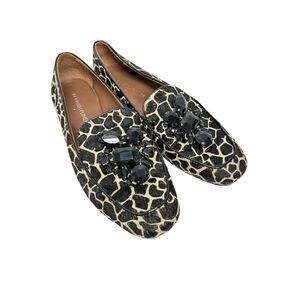 Donald J Pliner Loafers Womens 6.5 Ponyhair Animal Print Jeweled Slip On‎ Shoes